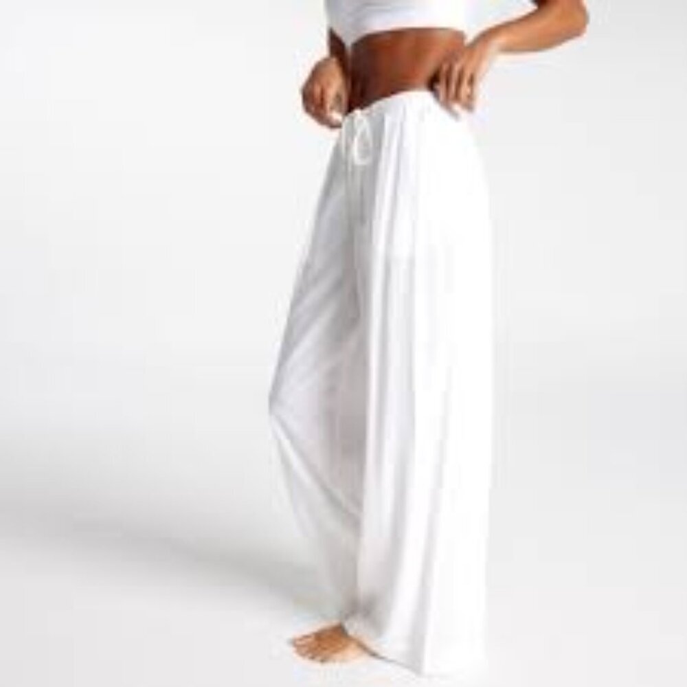 CALIA NWT Swim Cover Up Pants S Pleated Wide Legs Beach Resort Lounge
